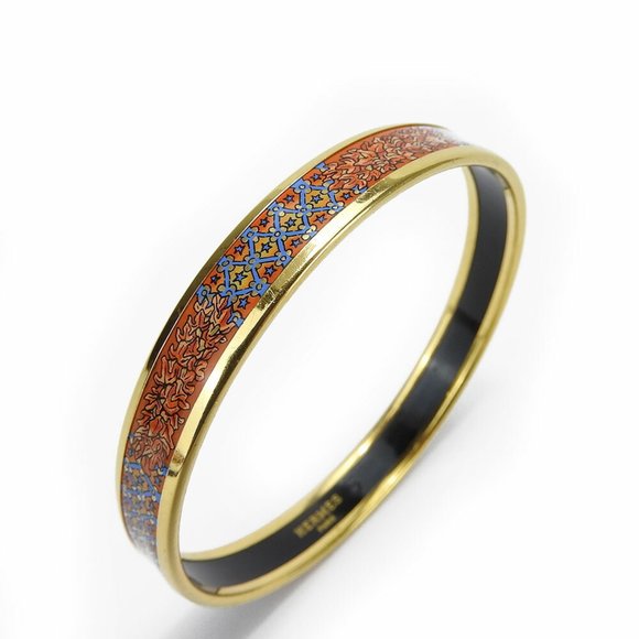 Hermes bracelet enamel PM metal cloisonn�� multicolor orange blue bangle women's - Picture 1 of 10